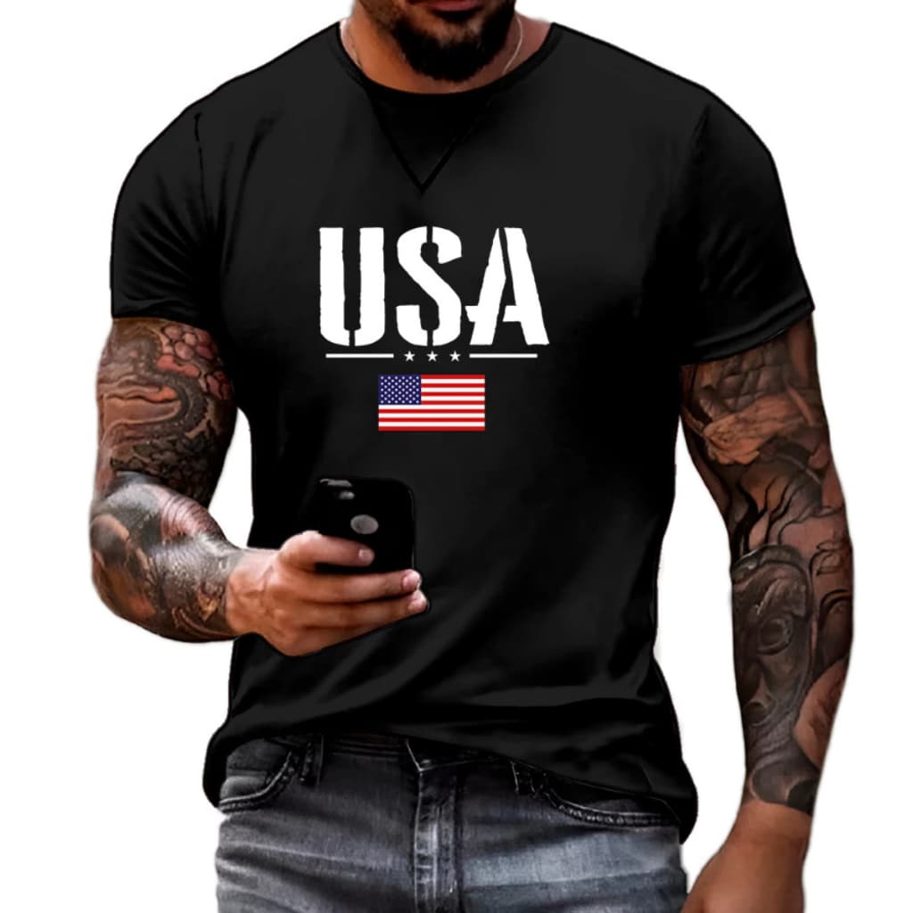 Camiseta Masculina Camisa USA Básica Estampada 100% Algodão Malha 30.1