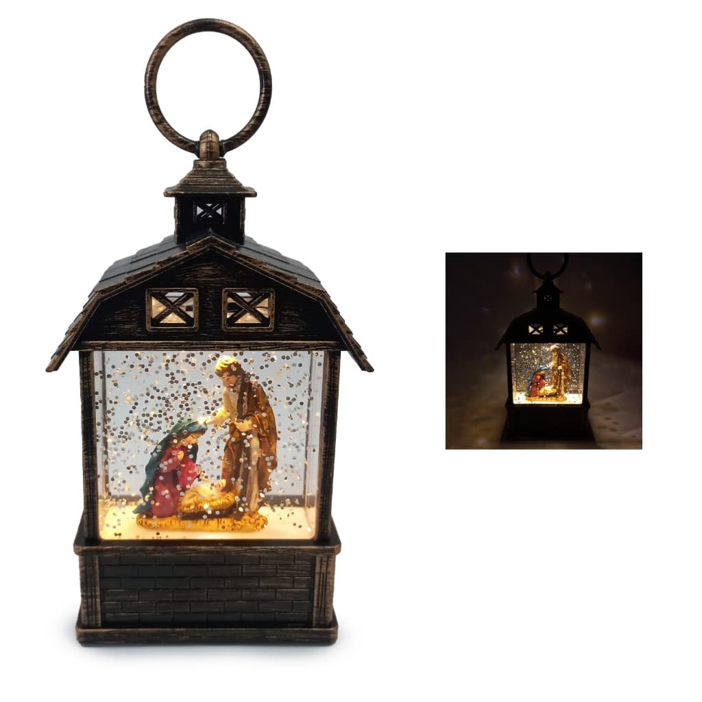 Luminária natalina enfeite decoração natal pendurar ou usar na mesa com led tanque mágico presépio