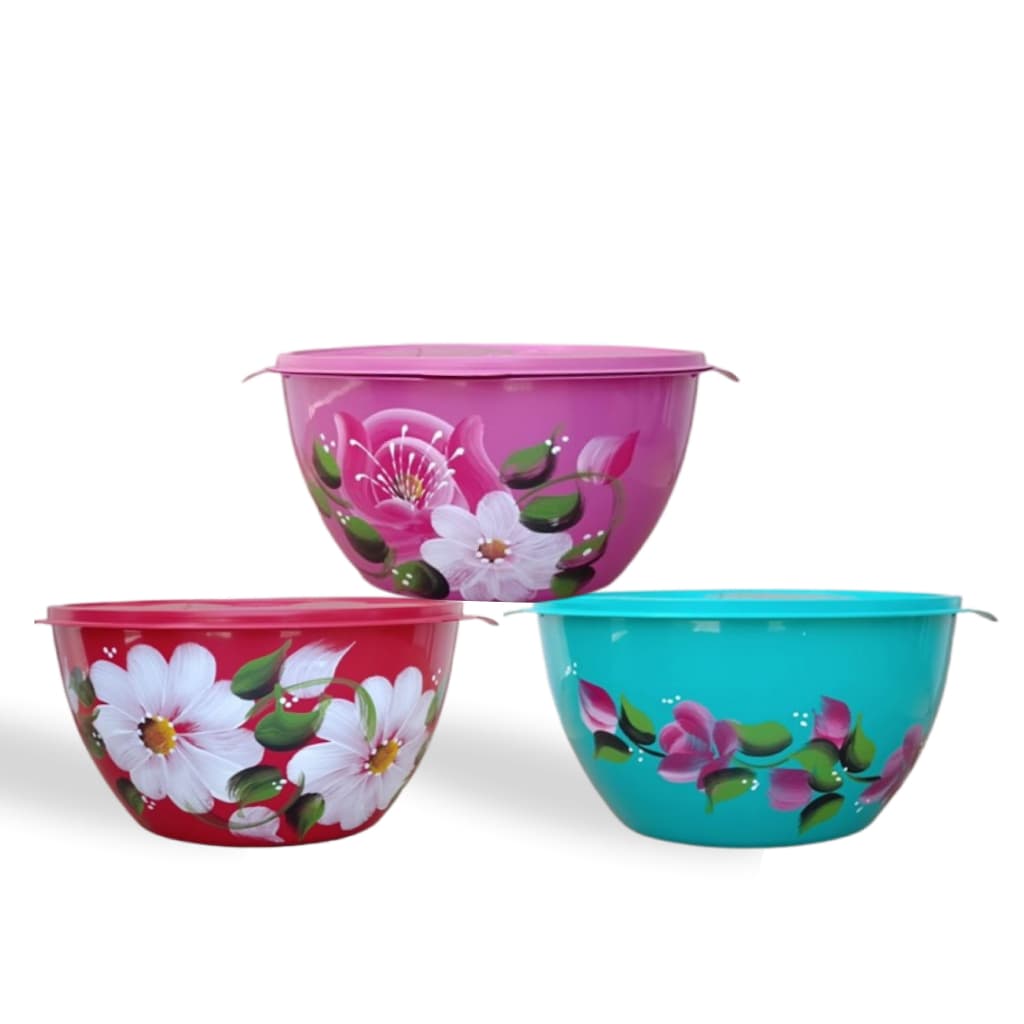 5 potes Bowls decorados  3 litros