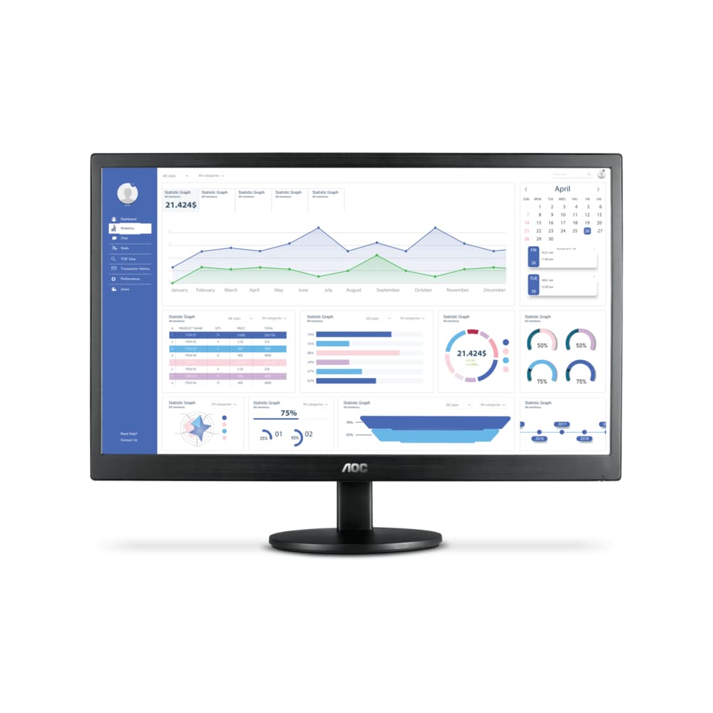 Monitor AOC 18,5 LED, VGA e HDMI - E970SWHNL Série 70 Preto