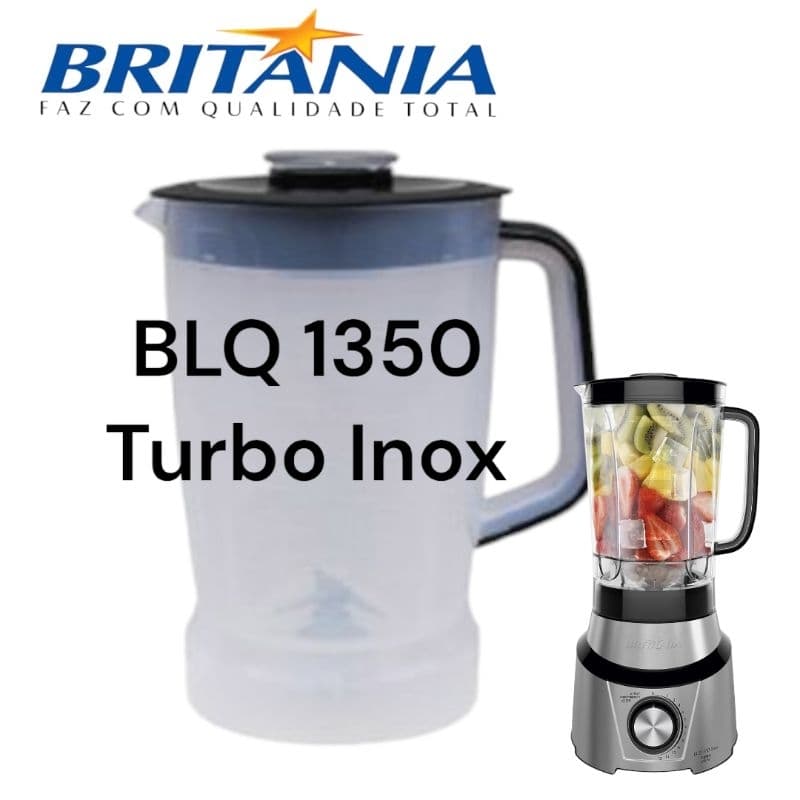 Copo Liquidificador Britania BLQ 1350 Inox Turbo Translucido Preto Jarra Compatível Qualidade Envio Rápido