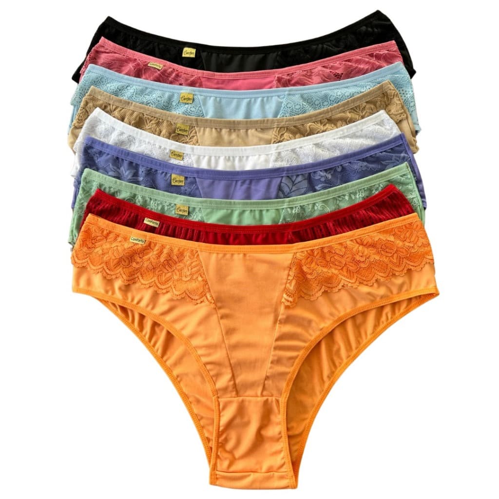 Kit Calcinha Plus Size Confortável Calça 48 50 52 Rendada Feminina Adulto Forro Algodão