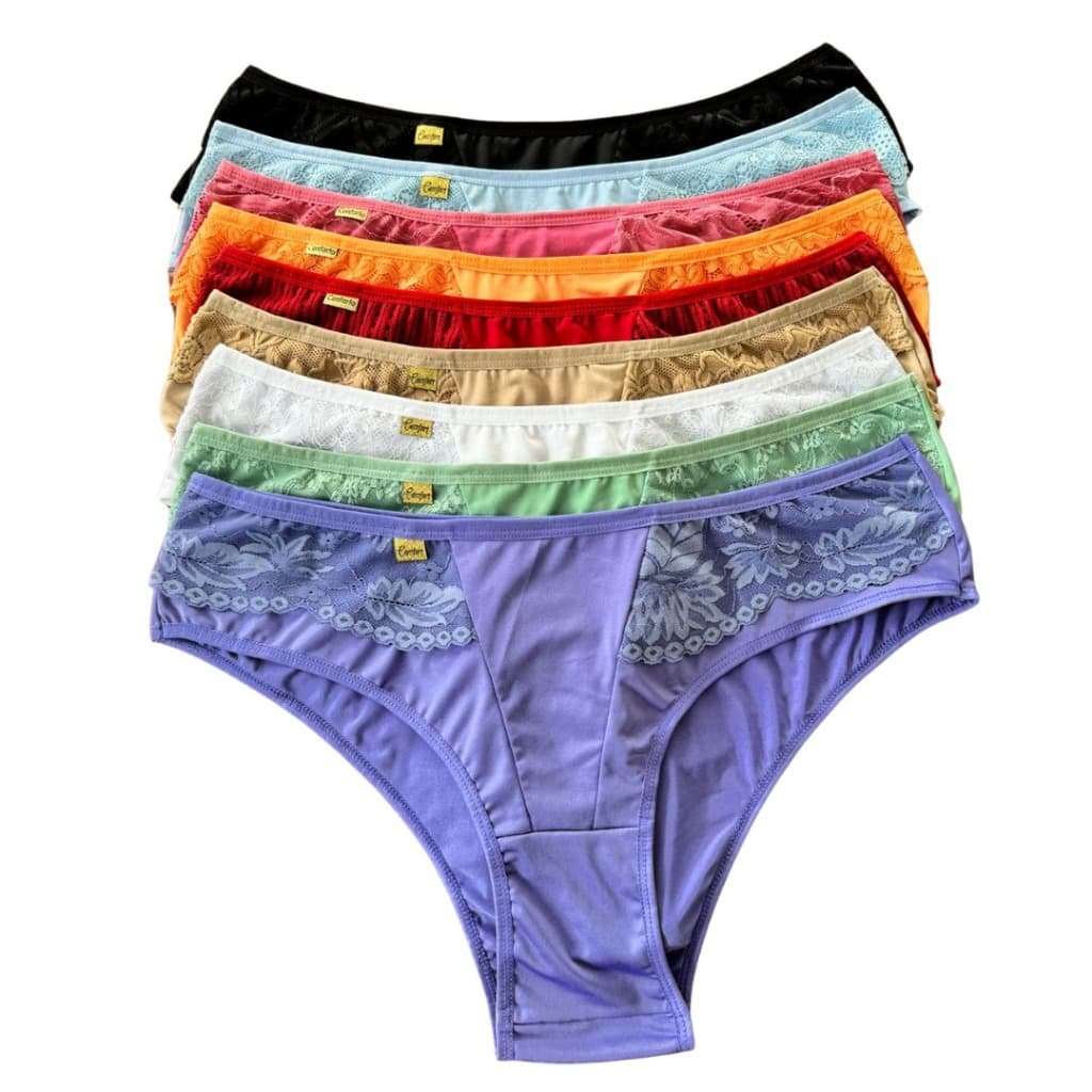 Kit Calcinha Plus Size Confortável Calça 48 50 52 Rendada Feminina Adulto Forro Algodão