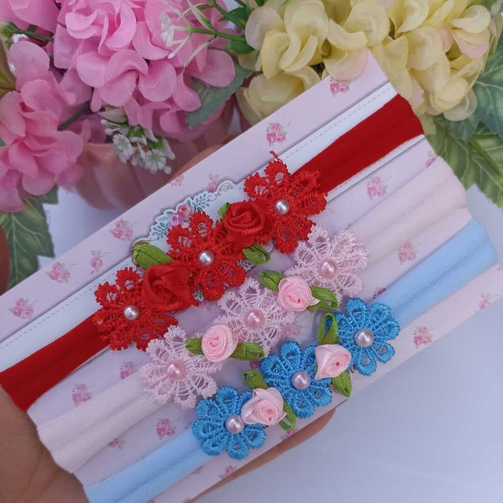 Kit de 3 faixas de cabelo para bebê, faixinha de florzinha delicada para recém nascido.