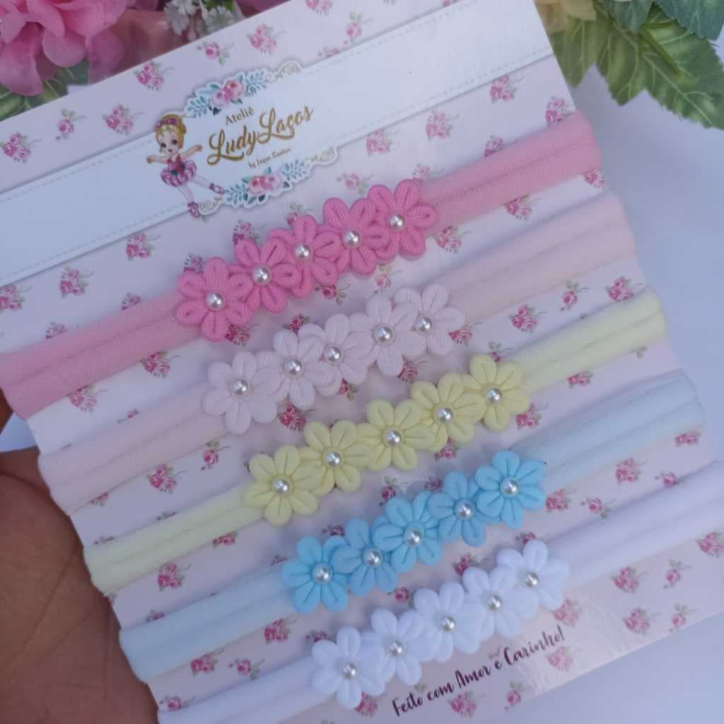Kit de faixas de cabelo para bebê, faixinha de florzinha delicada para recém nascido.
