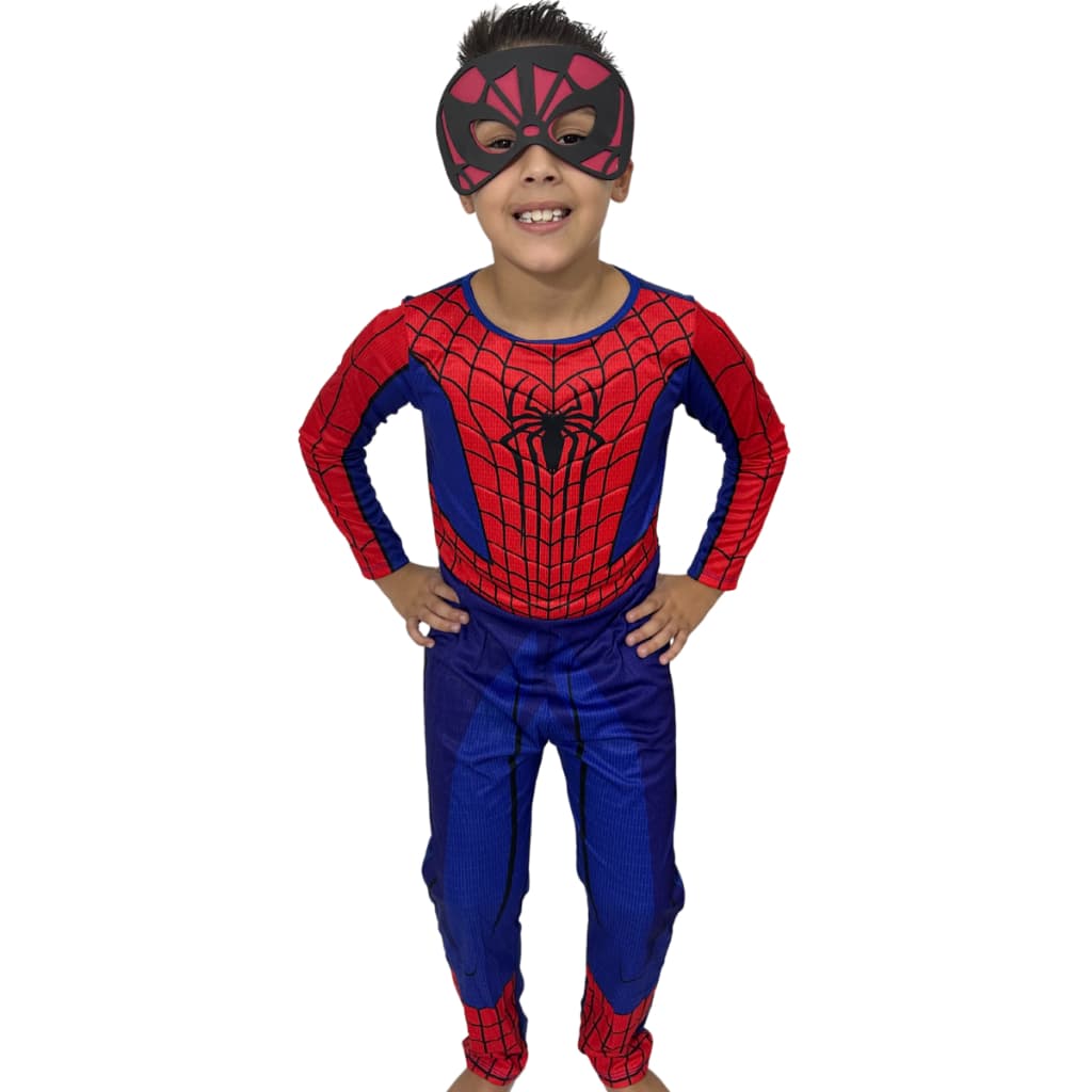Fantasia do Homem Aranha Longa Infantil Com Enchimento e Mascara de E.V.A Promoção
