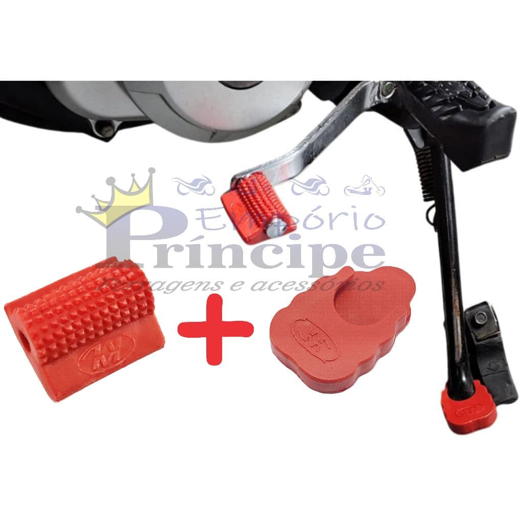 KIT Protetor de calçado tênis sapato marcha câmbio + protetor para cavalete lateral moto