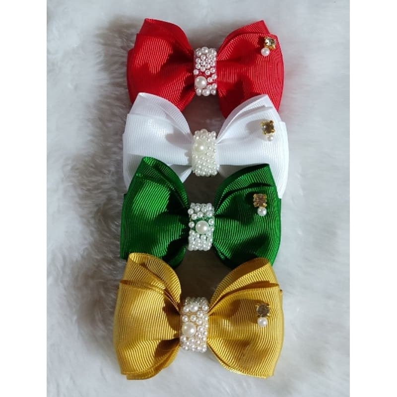 kit 4 Lacinhos de cabelo infantil bico de pato Natal Réveillon.