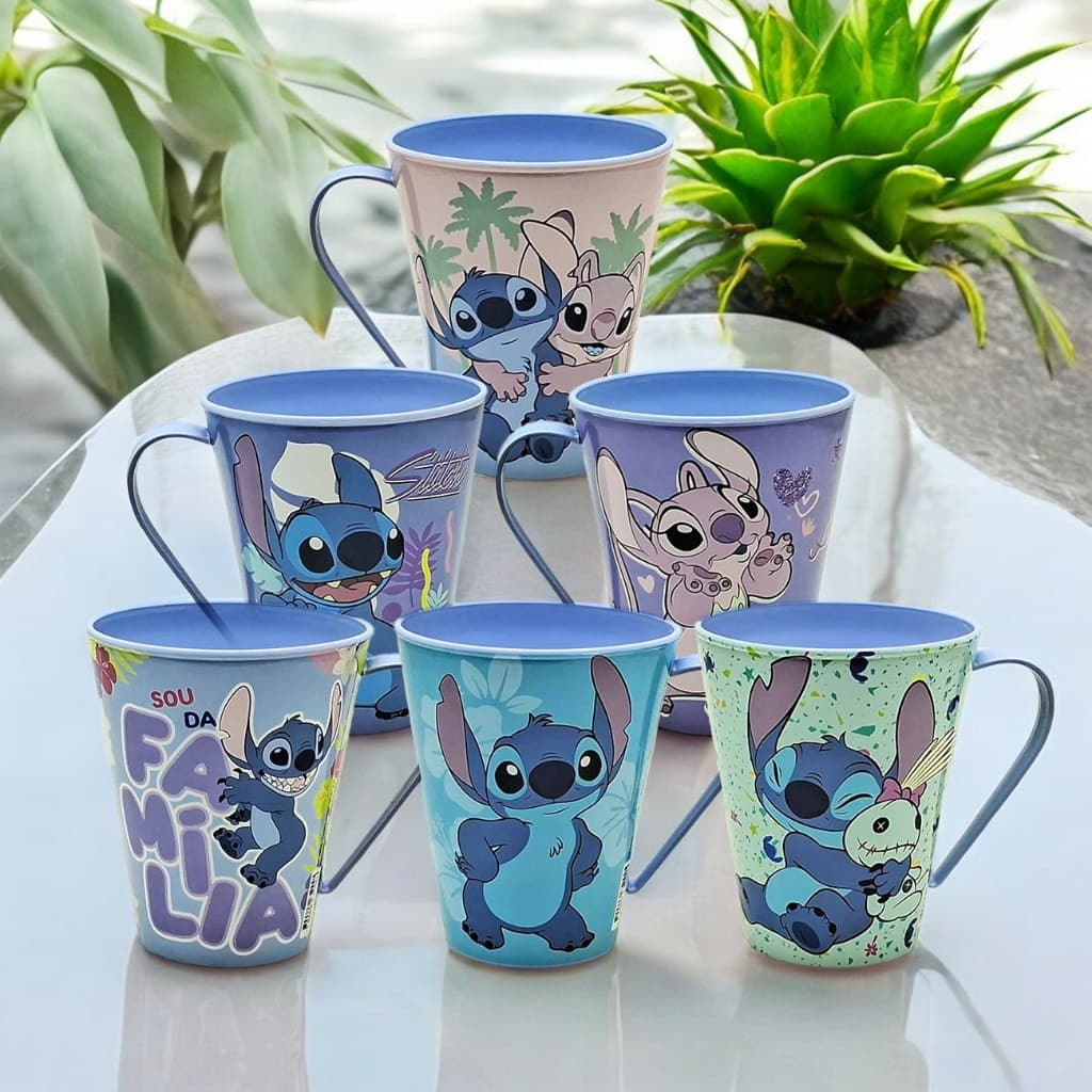 Caneca Stitch Infantil de Plástico 360 ml Plasútil