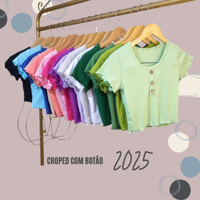 Cropeds com botão EXCLUSIVO/modinha feminino/canelado