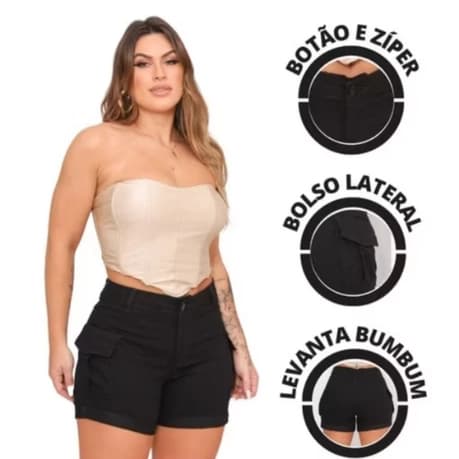 Shorts Feminino Cargo Plus Size do 46 ao 54 2 Variações