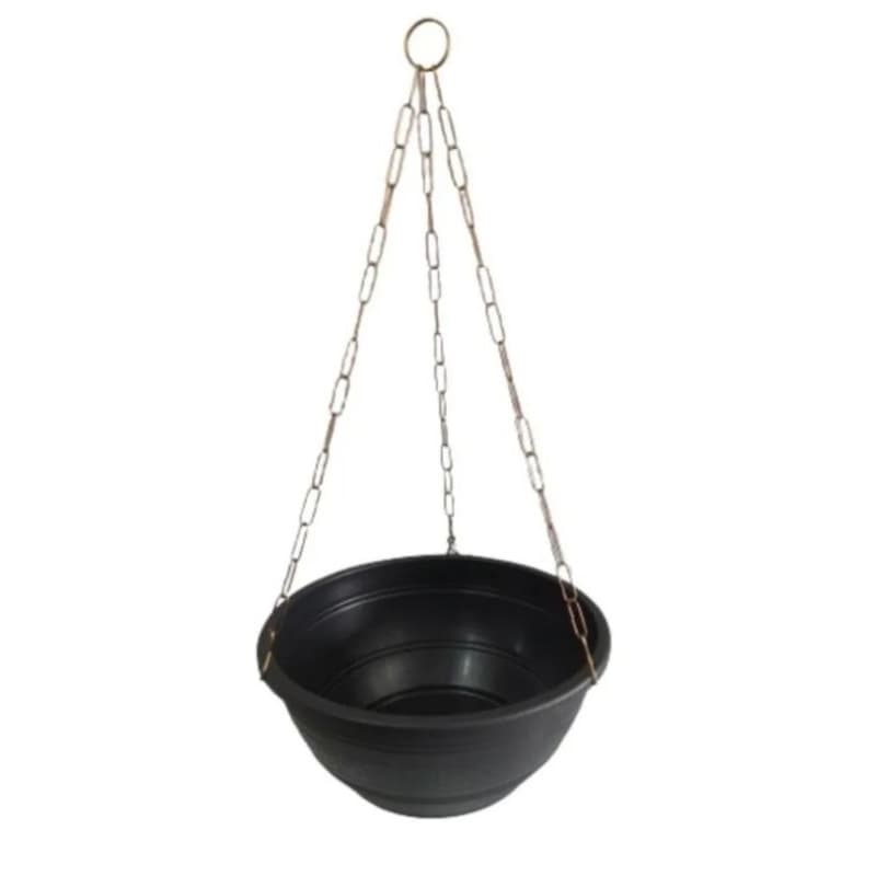 4 vasos G p/ samambaia ou plantas pendentes, pretos 25cm c/ corrente 45cm