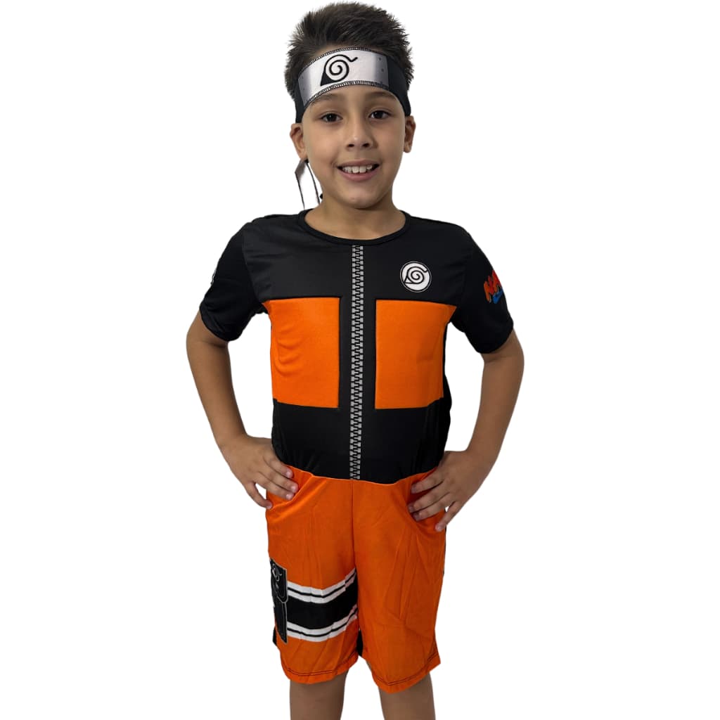 Fantasia Infantil Do Naruto Uzumaki Curta Com Enchimento e Bandana Cosplay Anime