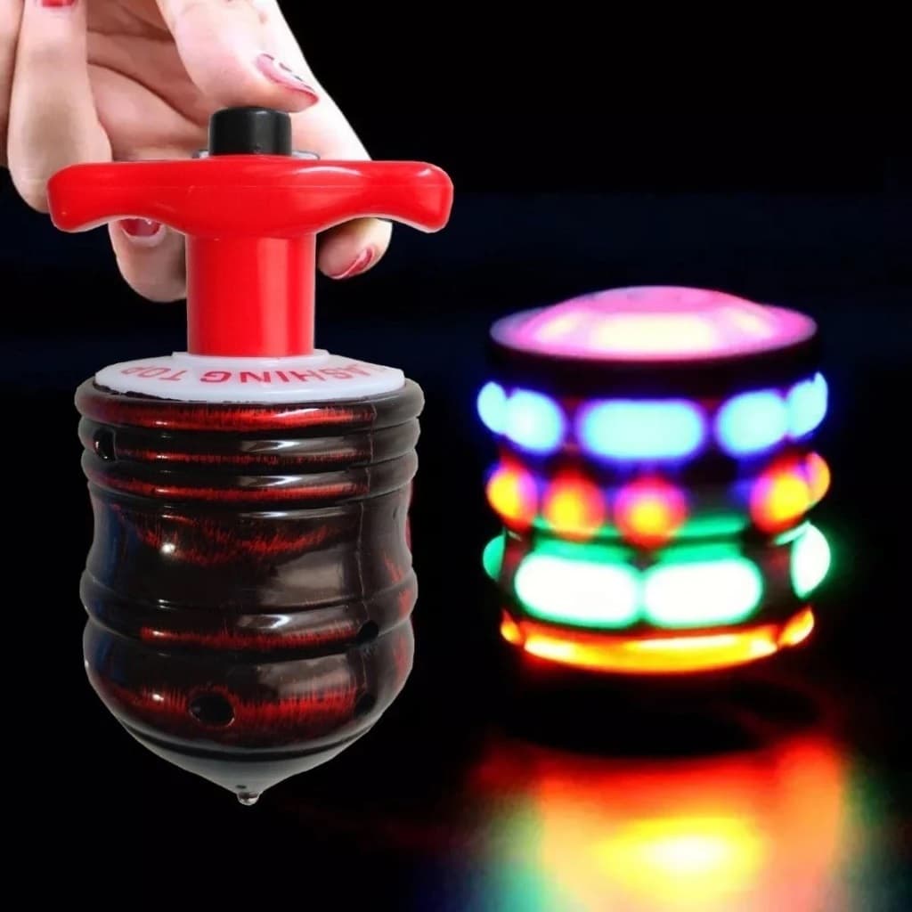 Pião Musical Luminoso Com Luz e Som Lançador Automático Brinquedo Divertido Jogo
