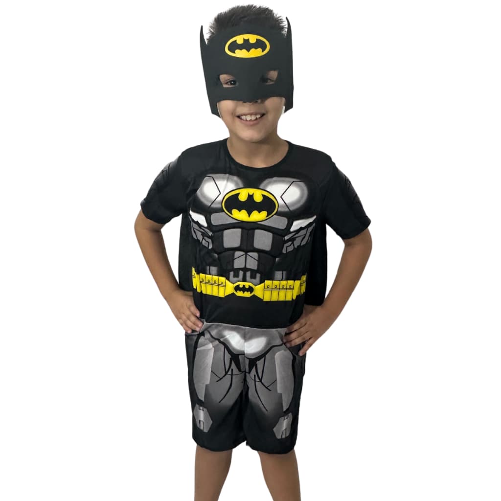 Fantasia Do Batman Infantil Curta Com Enchimento Capa E Mascara de E.V.A