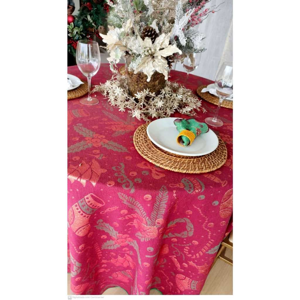Toalha de Mesa Jantar Natal Nobre Jacquard - 8 lug, 06 lug e 4 lugares - com temas natalinos. lindas estampas de natal.