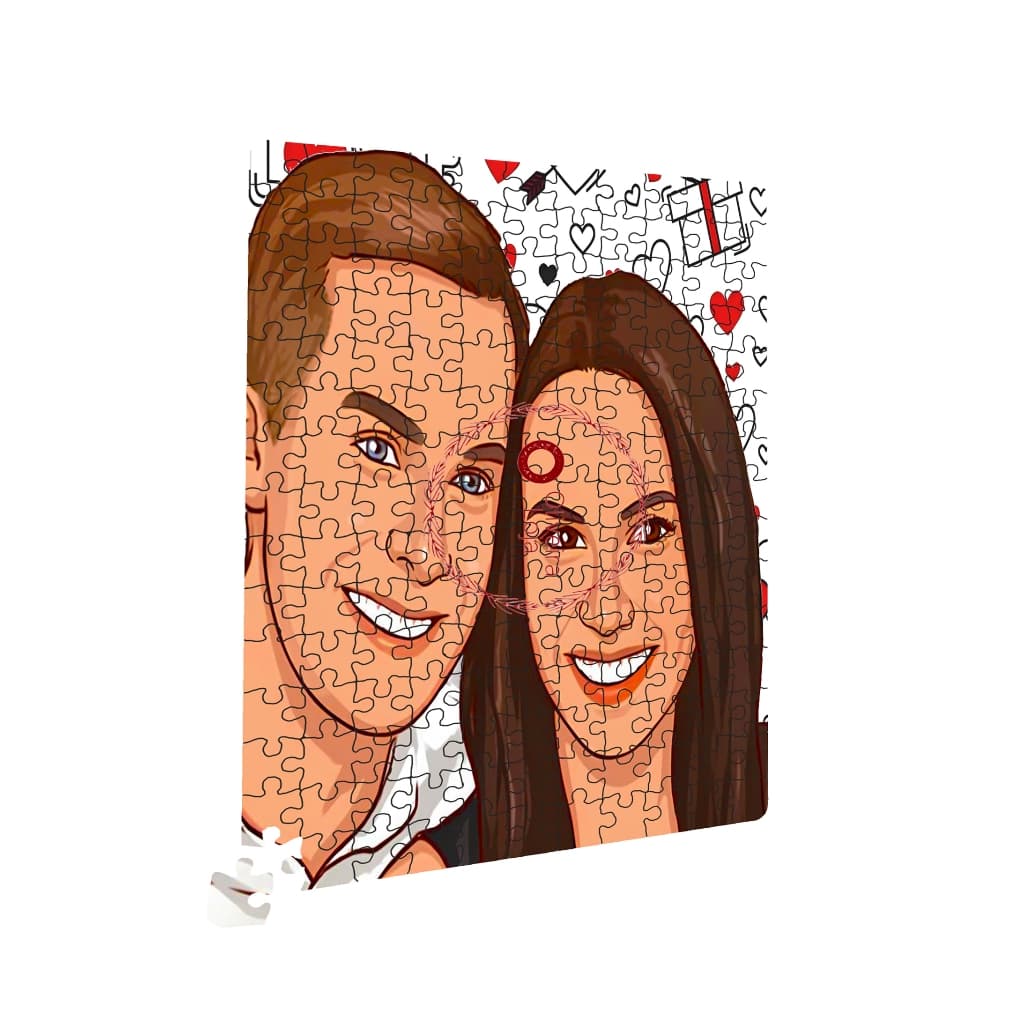 Quebra Cabeça Personalizado Caricatura Grande Casal Presente para Namorado Aniversário