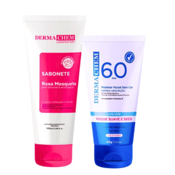 Kit Protetor Solar Facial + Sabonete Rosa Mosqueta - Dermachem
