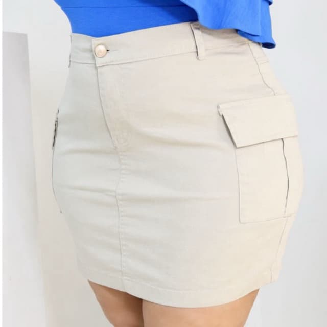 SAIA CARGO AREIA PLUS SIZE CINTURA ALTA COM LYCRA DO 46 AO 54