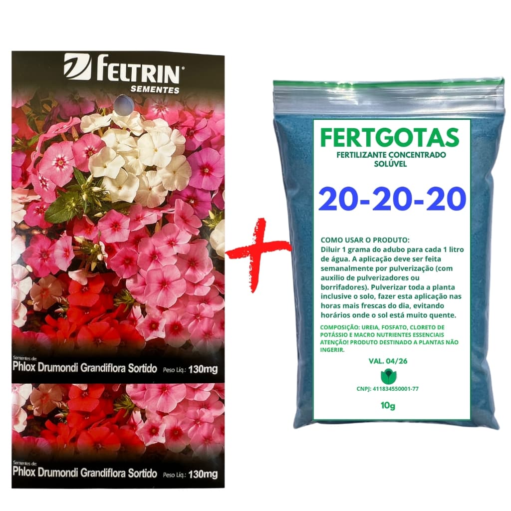 Até 240 Sementes de Flox Gigante - Feltrin + Fertilizante Soluvel 20-20-20