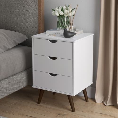 Mesa De Cabeceira Para Quarto 3 Gavetas Grécia Plus