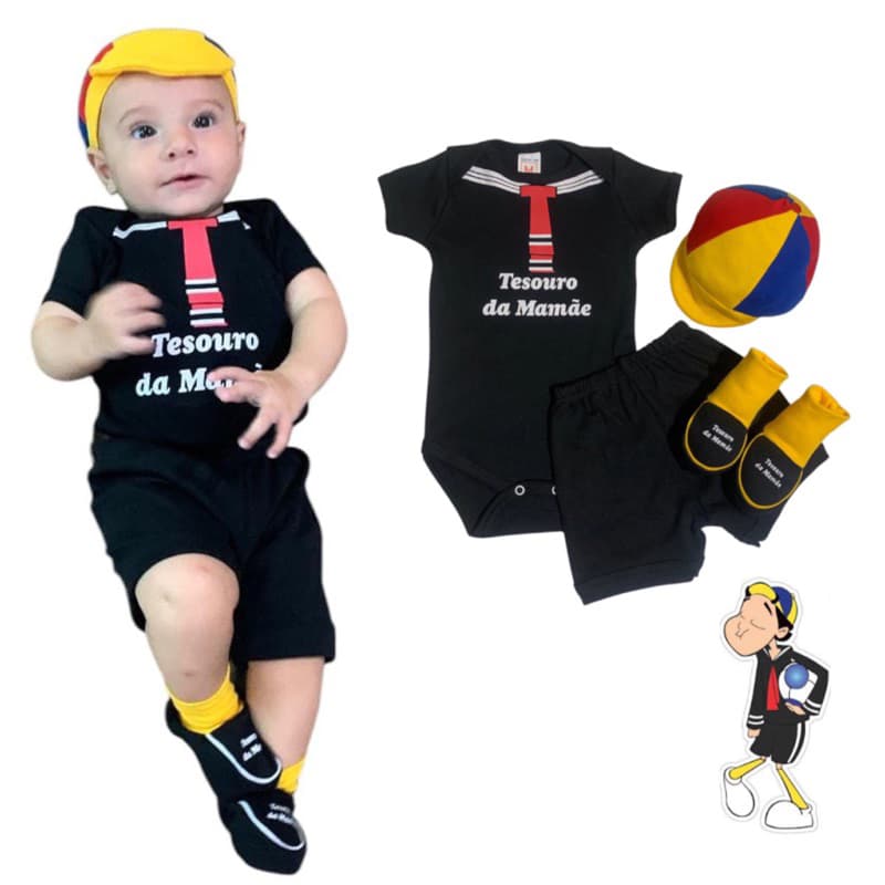 kit 4 peças do Quico, bebê mêsversário, bebê temáticos e personagens, 100%algodão