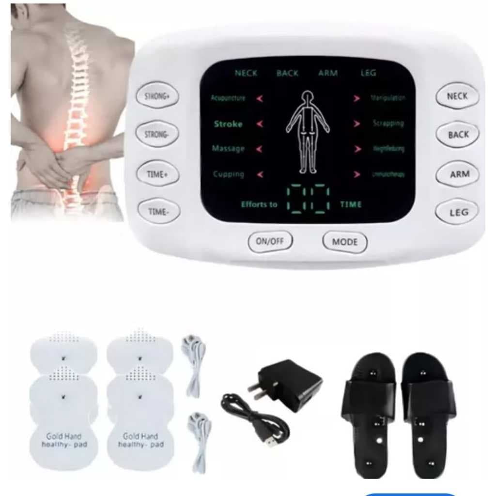 Multi Function Digital Therapy Massager - Tens Fes Corrente Russa com par de chinelos