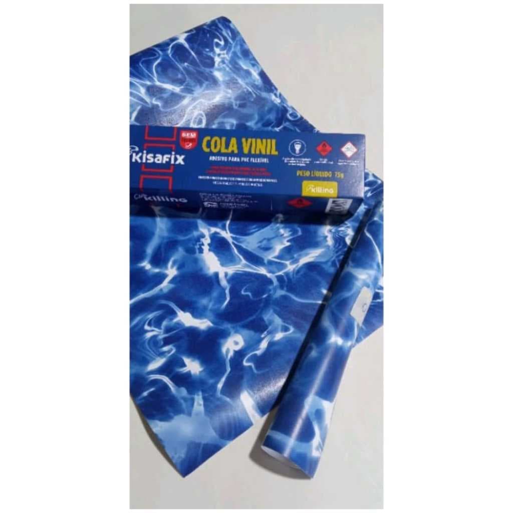 Reparo Para Piscina de Vinil Tira de Vinil Para Reposição 50x15 ESTAMPA SORTIDA mais Cola 75gr