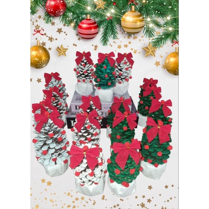 Mini Árvore de Natal Pinha Natural Decoração Natalina de mesa Enfeite de Natal