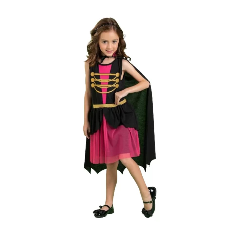 Fantasia Vampira Infantil Halloween com Capa | Fantasia Menina Festa Fantasia de Bruxa, Cosplay