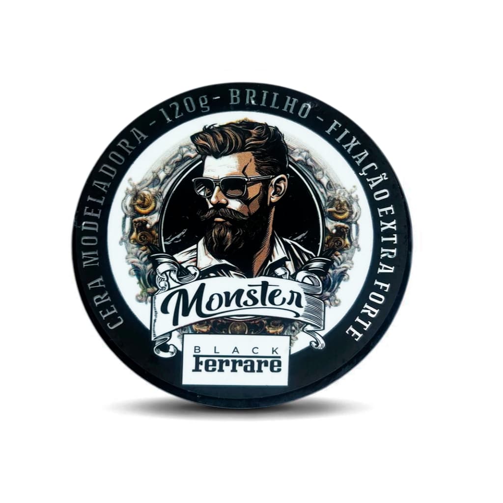 cera Modeladora ferrari black Ultra Fixação 120g monster barber Shop Para Cabelo e Barba