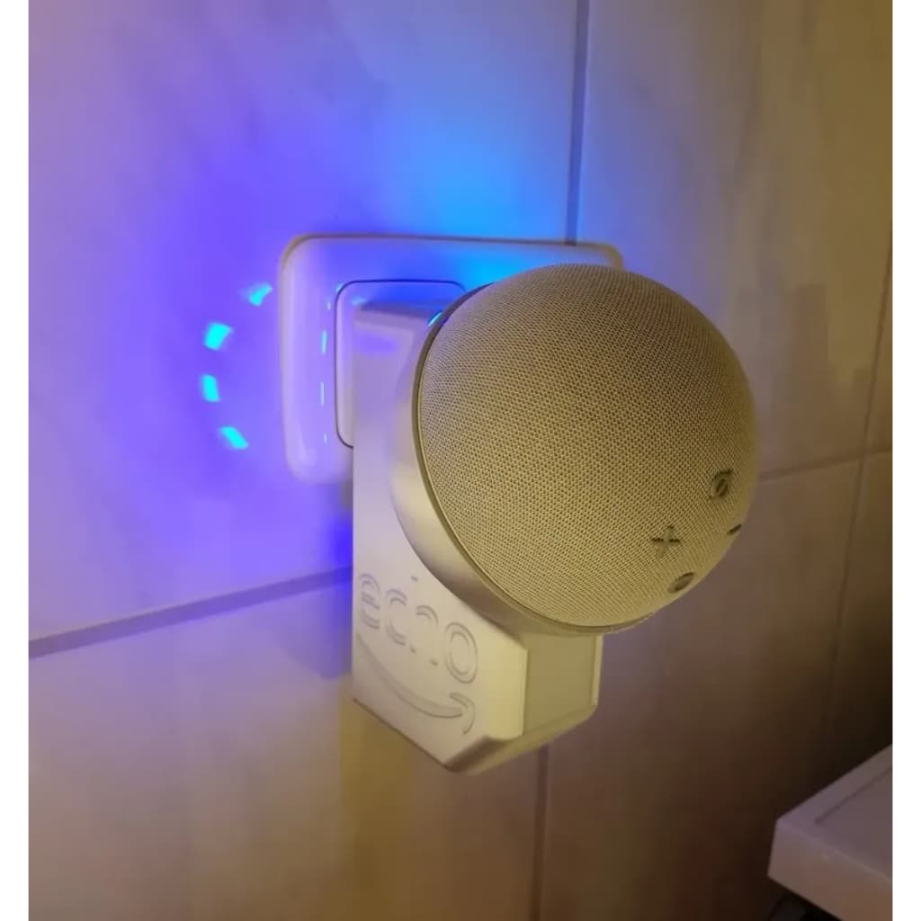 Suporte Alexa Echo Dot 4ª e 5ª Geração | Fixação Direta na Tomada | 3D PLA
