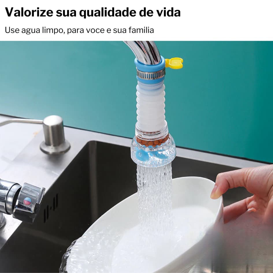 Chuveirinho Bico Retrátil Giratória 360° Filtro De Água Arejador Torneira Promoção(Com Filtro De Partículas)