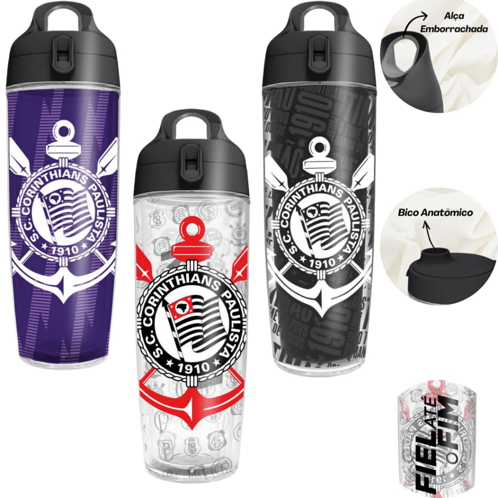 Garrafa De Água Squeeze Corinthians Academia Esportes Produto Oficial 600ml