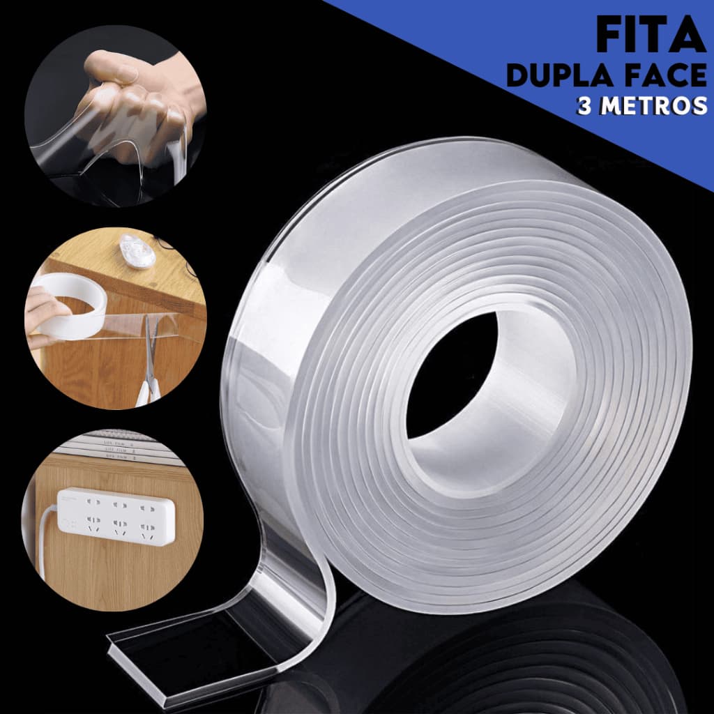 Fita Dupla Face Extra Forte Transparente Auto Colante - Mazzal