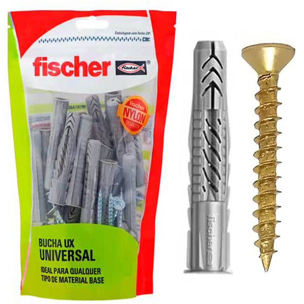 Bucha De Nylon Fischer Ux 6mm Universal C Parafuso 30pçs