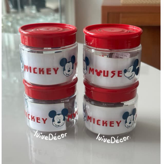 kit com 4 Organizador porta temperos doces medicamentos Multiuso Mickey Vermelho 160ml