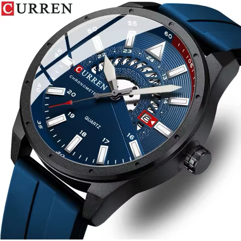 CURREN Homens Relógio Top de Luxo À Prova D 'Água Esporte Mens Relógios Silicone Data Automática Relógio de Pulso Milita