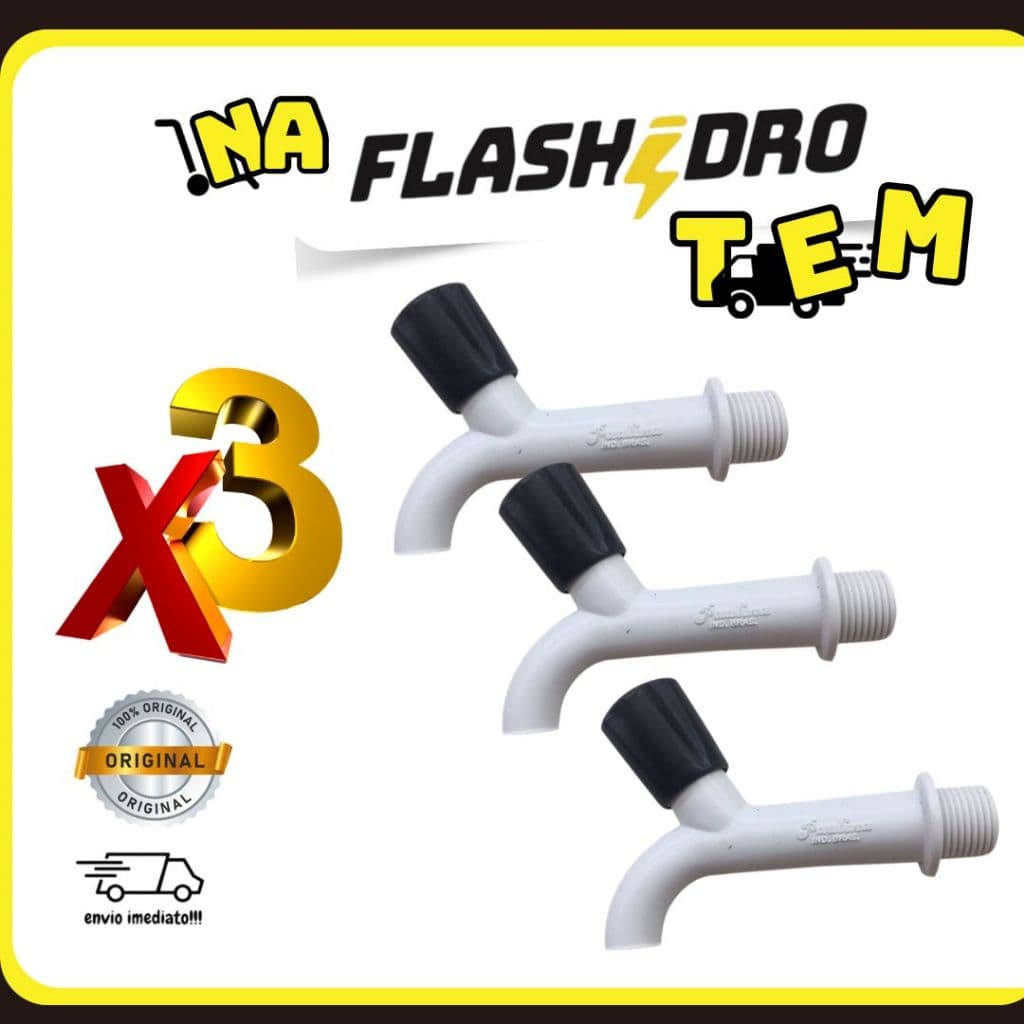 3 UNIDADES Torneira Plástica Branca curta de 1/2 Para Jardim, Pia, Tanque 10cm
