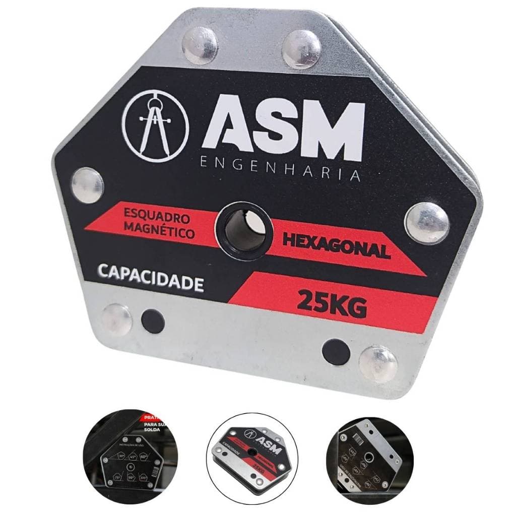 Esquadro Para Solda Magnético Profissional 25kg Hexagonal Asm 6 Angulos