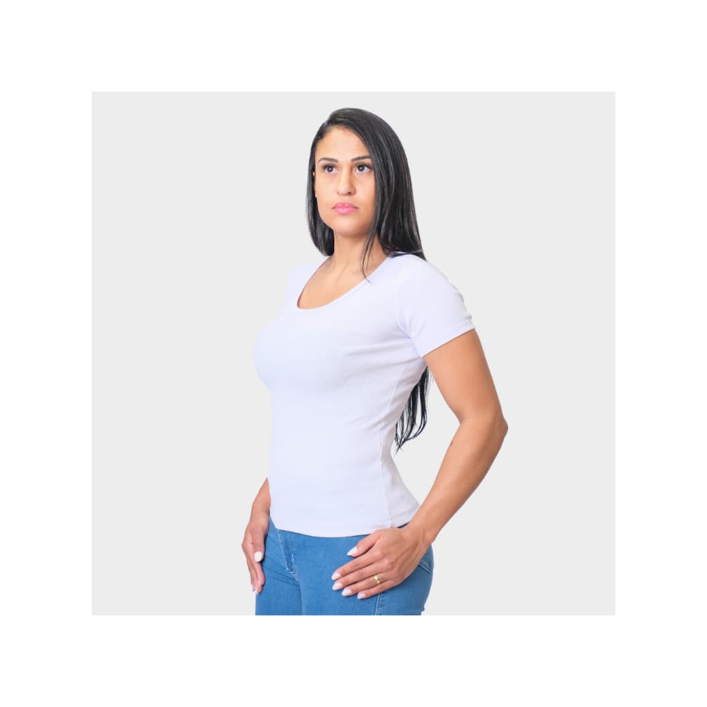 Camiseta Feminina Manga Curta Algodão E Elastano
