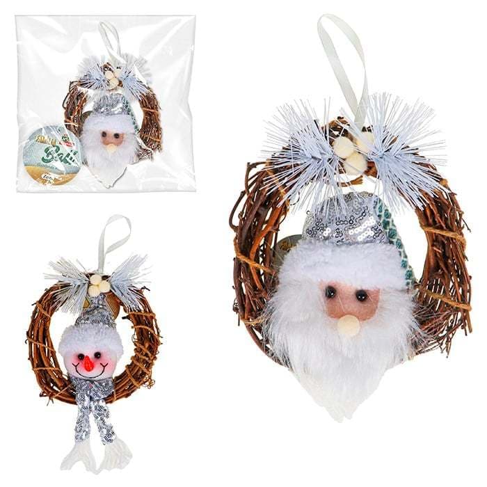 Enfeite De Natal Guirlanda Rostinho Papai Noel 15 cm - Envio Rápido