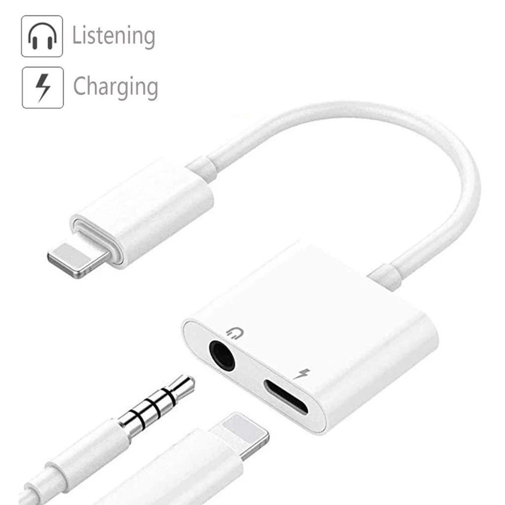 Cabo 2 em 1 Adaptador De Carga Em Áudio Para Iphone 7, 8 Plus, X, Xs Max, Xr, 11 Pro, 11ProMAX,12