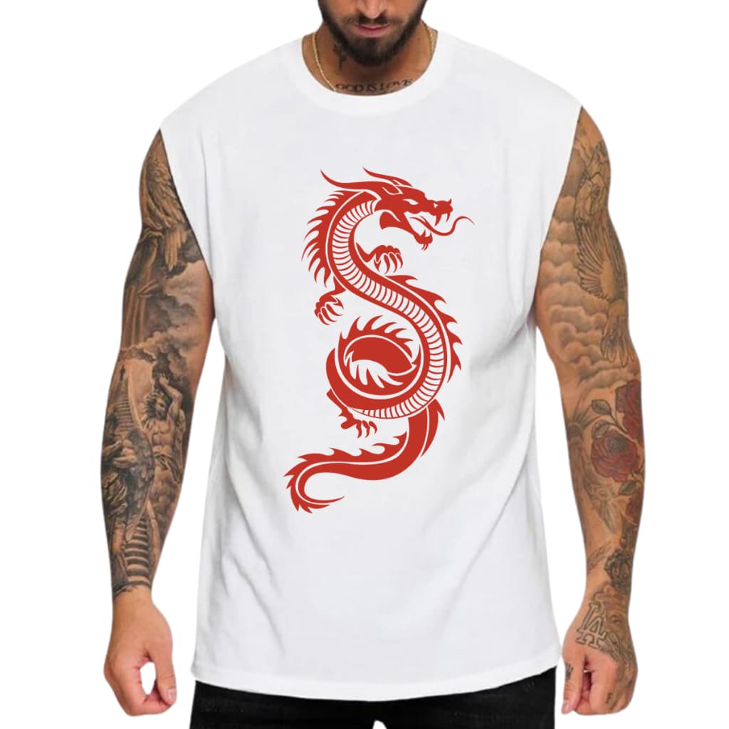 Regata Masculina Básica Dragão Academia Oversized Larga Moda Masculina Algodão