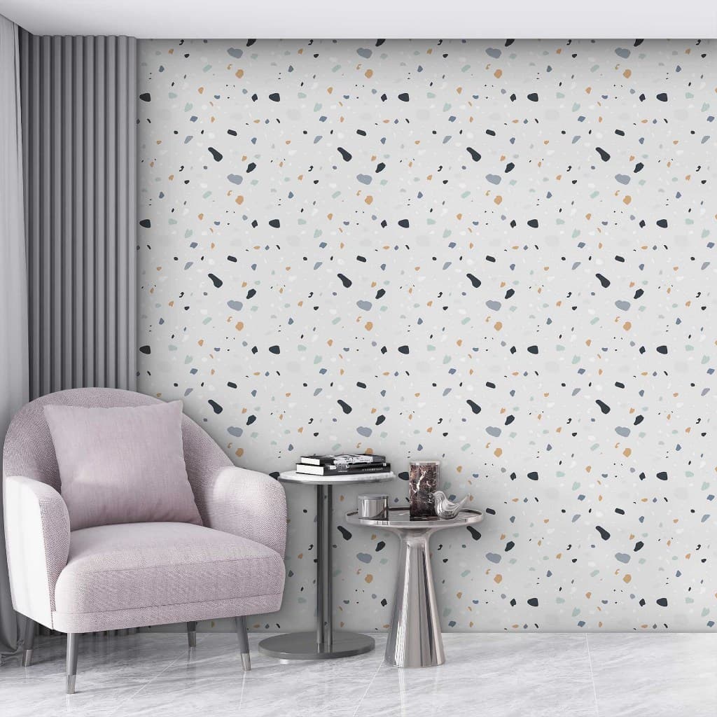 Papel De Parede Adesivo Granilite Colorido e Azulado - Vinil Autocolante