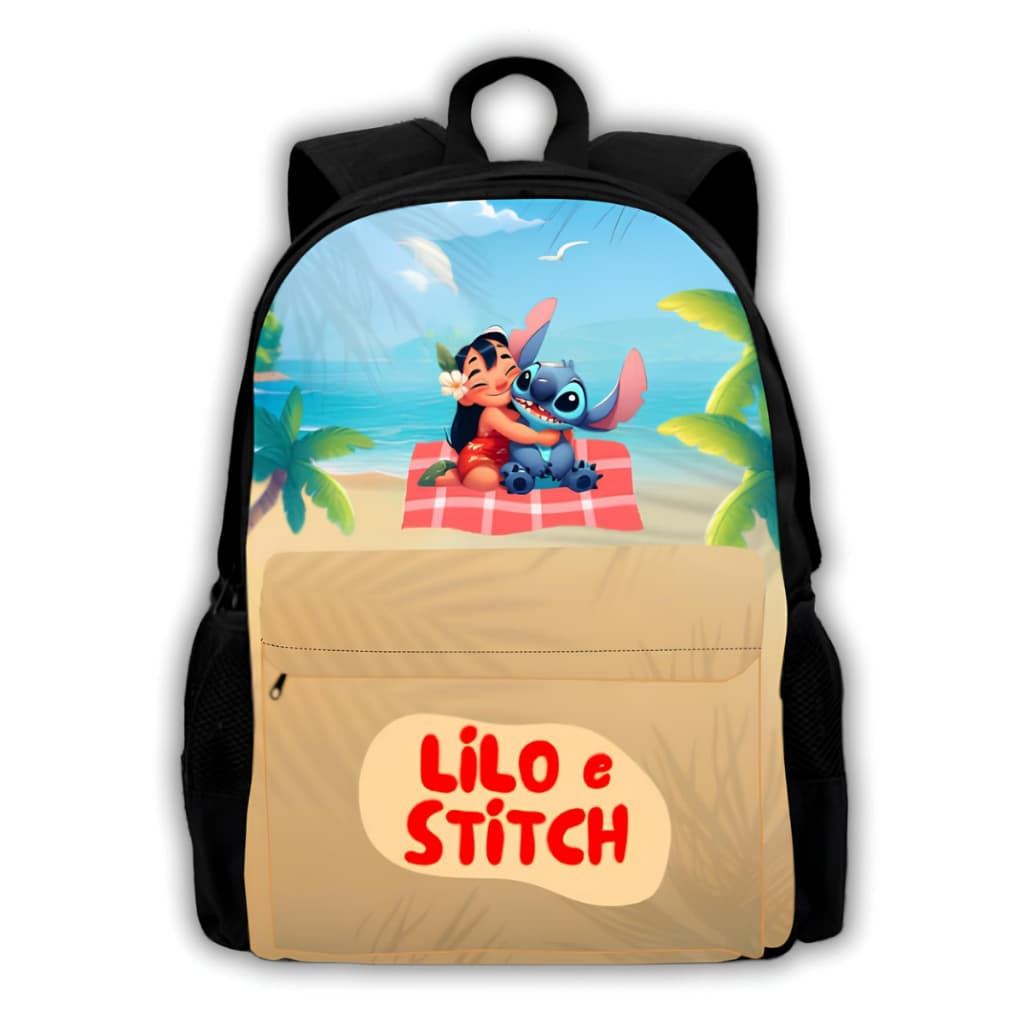 Mochila Lilo Stitch Bolsa Escolar Reforçada Resistente Com Alça Ajustável