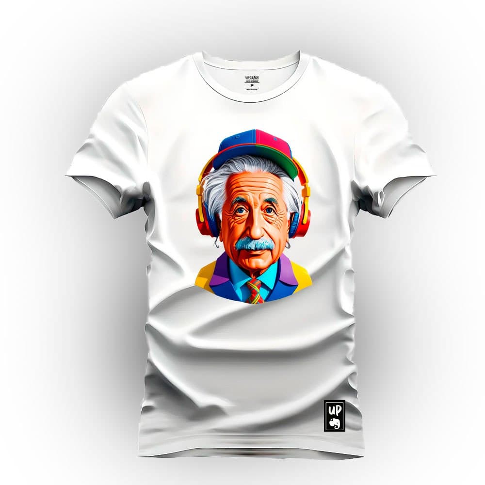 Camiseta Estampada Personalizada Einstein Aquarela