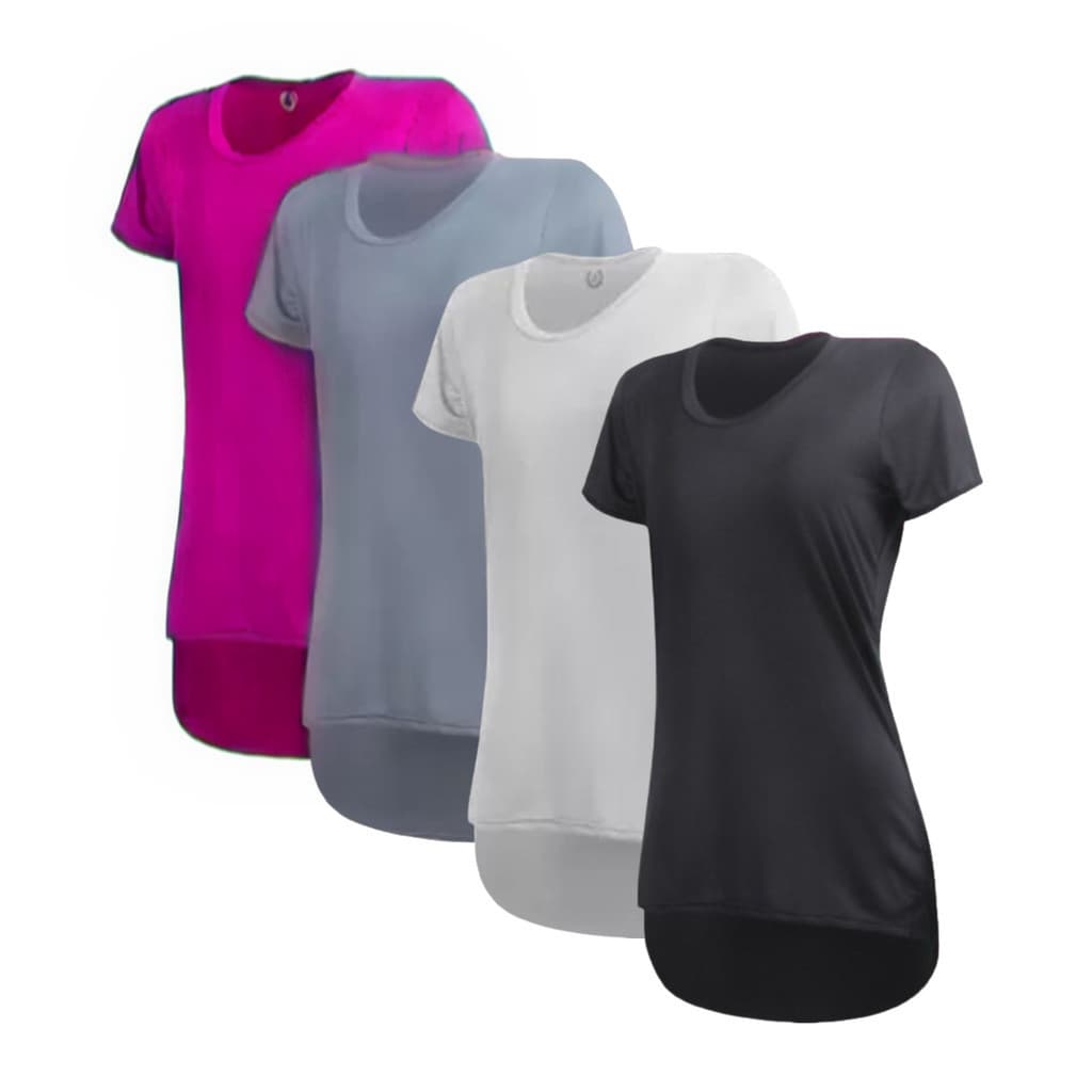 Kit 4 Camisetas Femininas Dry Fit Básicas Lisas Academia Treino Corrida Proteção UV 50+