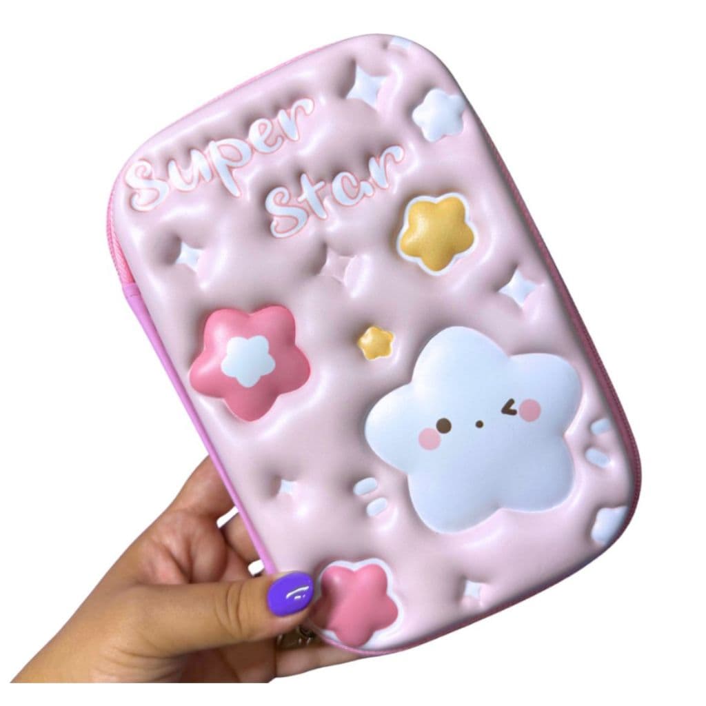 Estojo Infantil Estrelinhas 3D Box Grande Candy Color