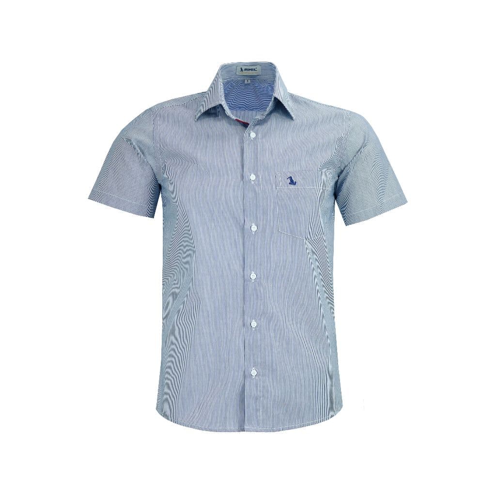 Camisa Listrada Masculina Manga Curta Comfort Amil Com Bolso 1840